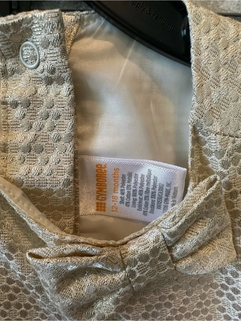 Gymboree Baby Girls Gold Jacquard Party Dress 12-18 Months Bow Holiday Formal